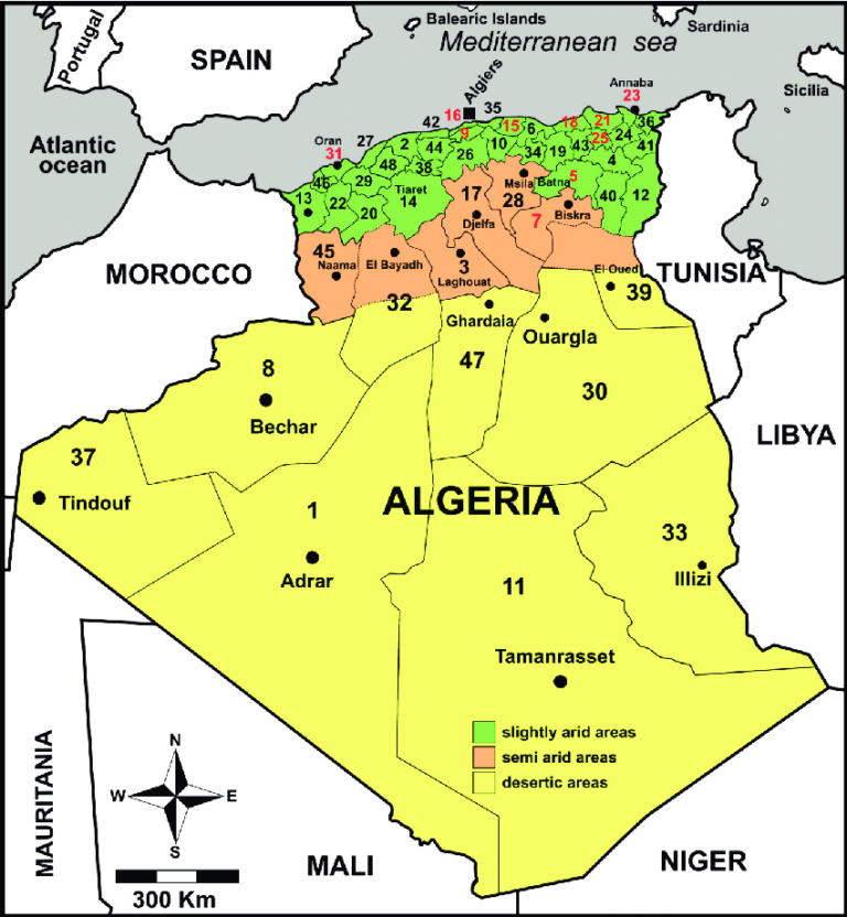 Map Of Algeria Showing The 48 Current Administrative Districts Or Wilayates And Their 768x832 